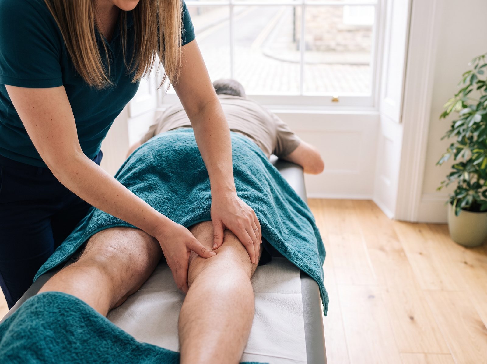 Physiotherapist giving a sports massage