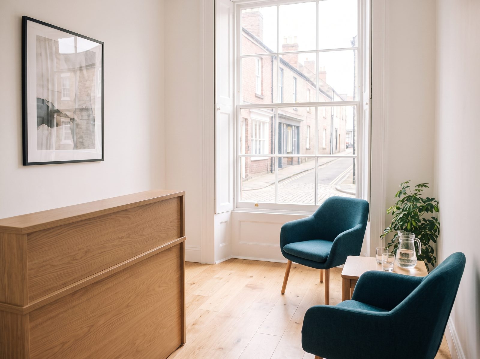 The reception and waiting area